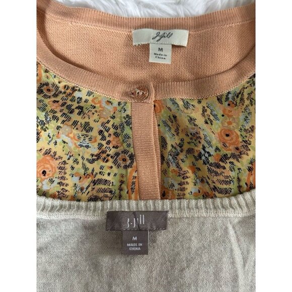 J JILL Cardigan Sweater Cotton Silk Blend MEDIUM Lot Of 2 Light Vneck Casual - Picture 2 of 9